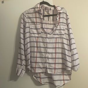 Universal thread, blue, orange, white flannel/button up, size large